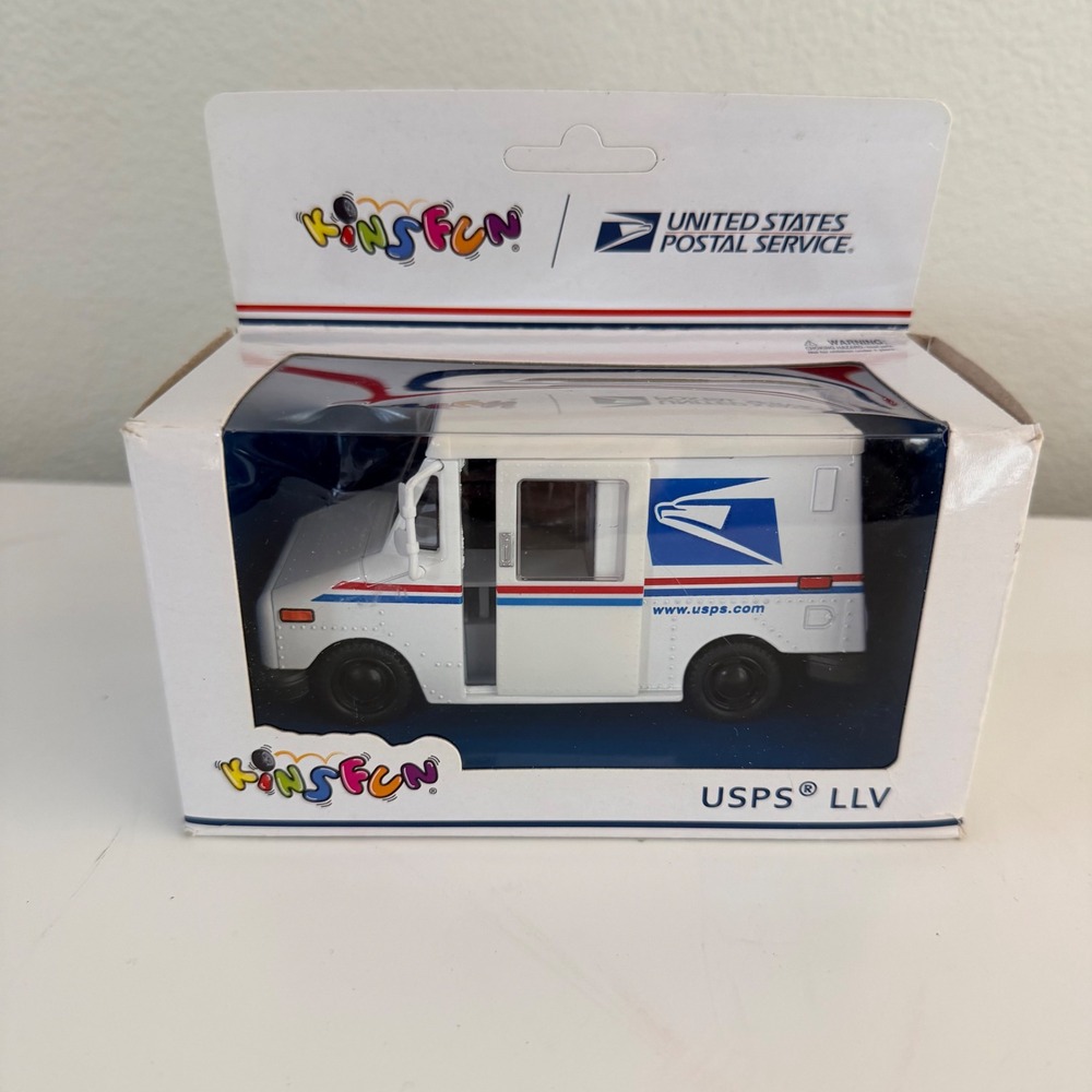 Kinsfun USPS LLV Mail Truck 1:36 Scale Die Cast Metal Pull Back Action KT5112W